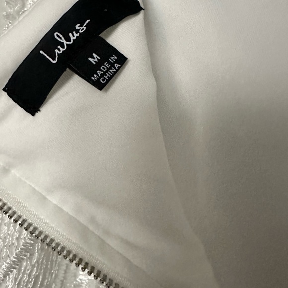 Lulu's Ivory Beaded Cutout Mini Dress - Picture 5 of 5